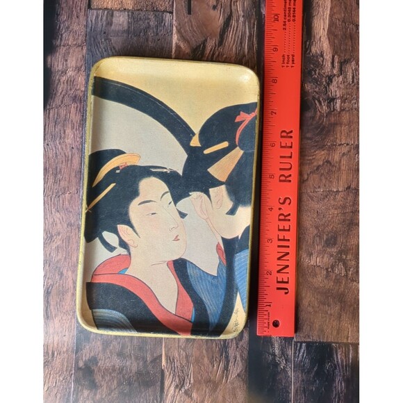 Vtg Japanese Ukiyo-e Geisha Catchall Tray 8x5 Kitagawa Utamaro‎ Art Decor Retro - Picture 6 of 8